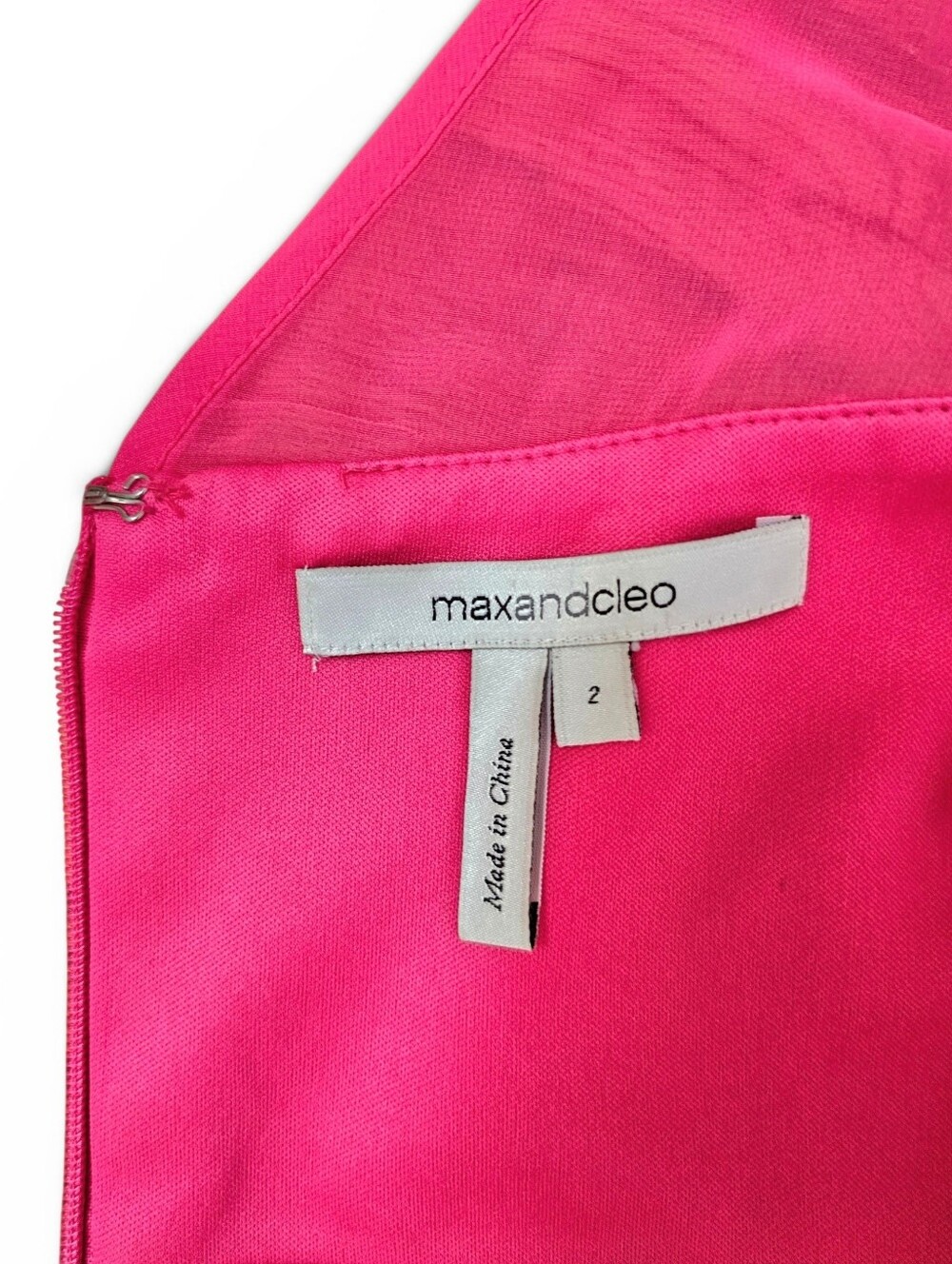 Max Cleo Feminine Hot Pink Lace Pleated Fit & Flare Party Cocktail Dress, Size 2 - Picture 6 of 8